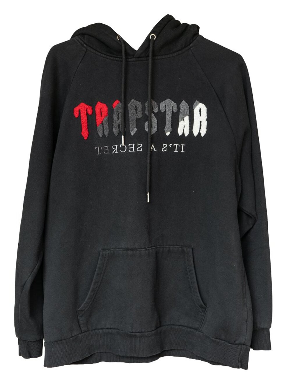 TRAPSTAR Hoodie Decoded Black Terry Logo Its A Secret Mirror Pullover Hooded Top